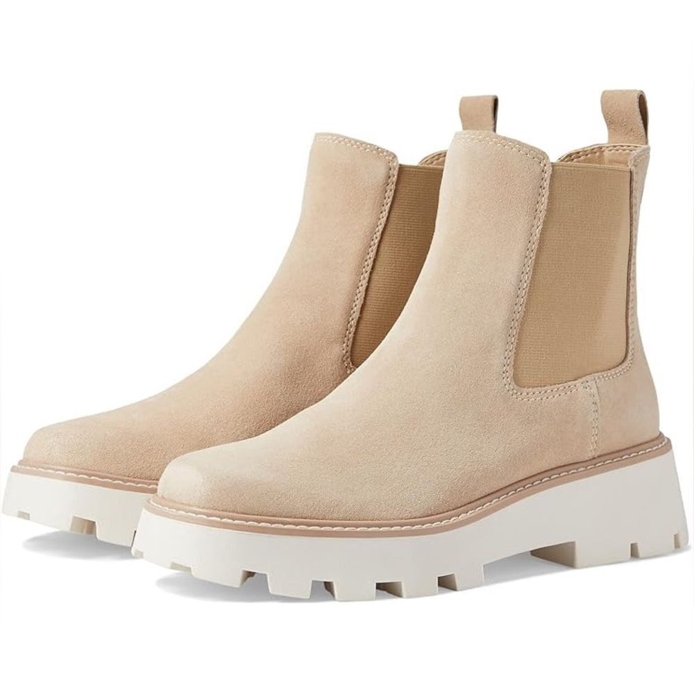 DOLCE VITA Jaelyn Dune Suede Chelsea Booties, Size 6.5